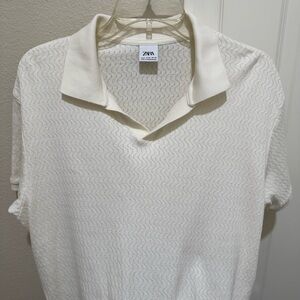 Zara Cream Polo Top